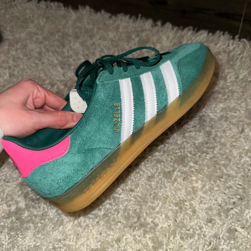 Adidas Gazelle Green and Pink Sneakers